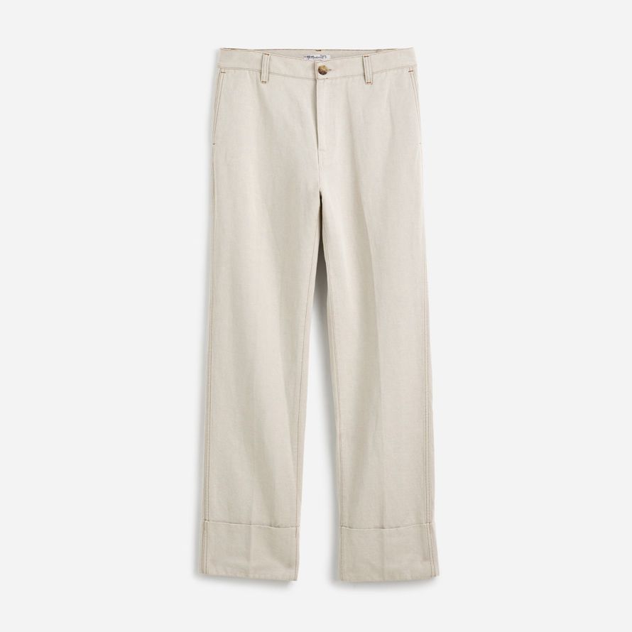 womens madewell the dean easy straight pants white