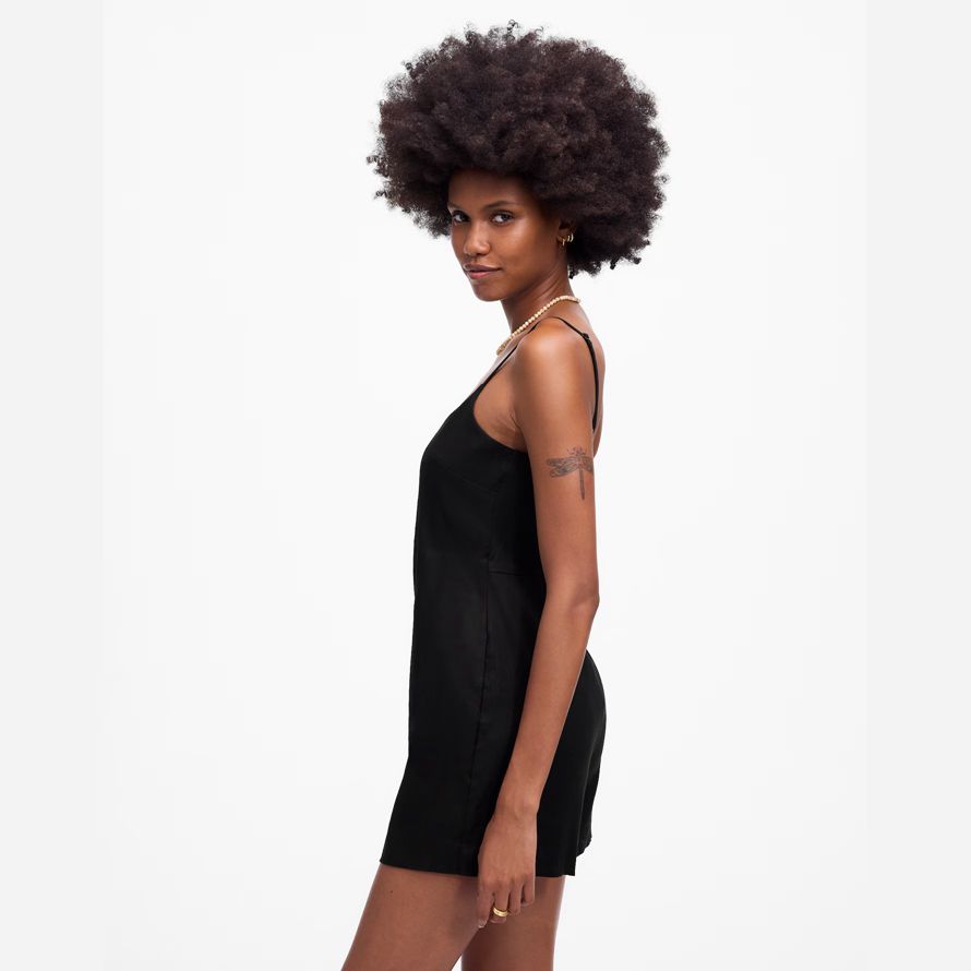 madewell squareneck womens romper black