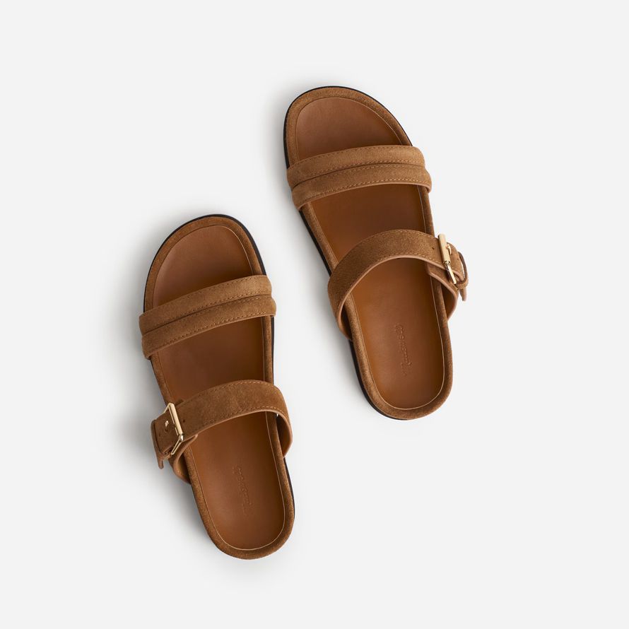 madewell the dara double-strap slide womens sandals brown