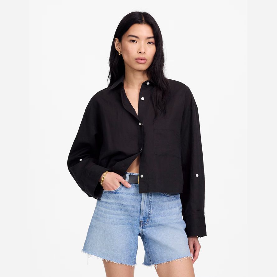 madewell straight-hem womens shirts black