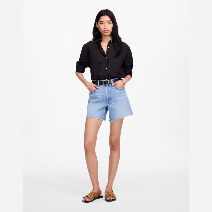 madewell straight-hem womens shirts black