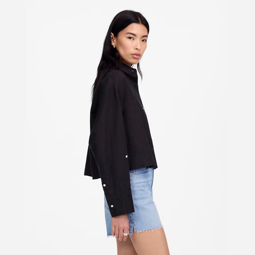 madewell straight-hem womens shirts black