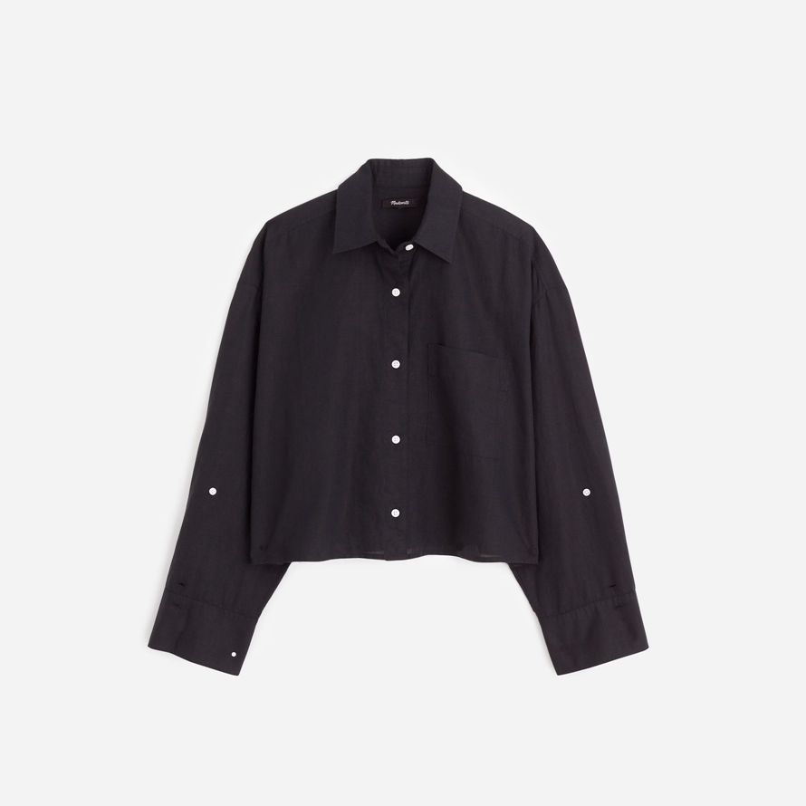 madewell straight-hem womens shirts black