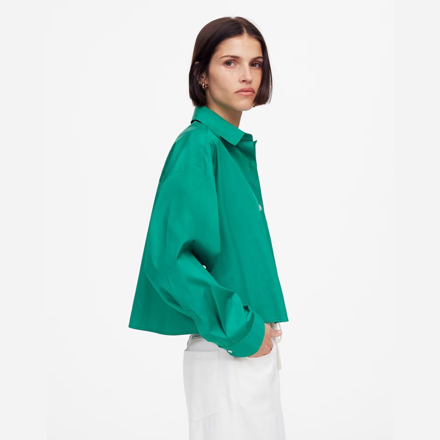 womens madewell straight-hem shirts green