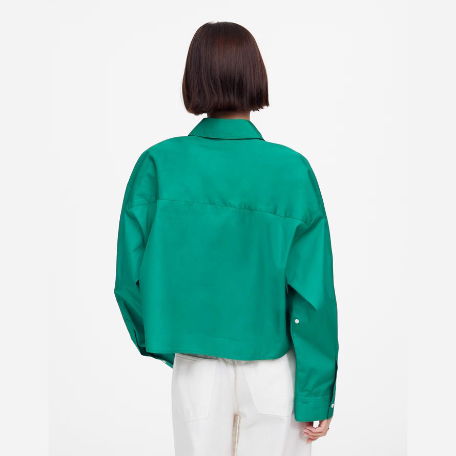 womens madewell straight-hem shirts green