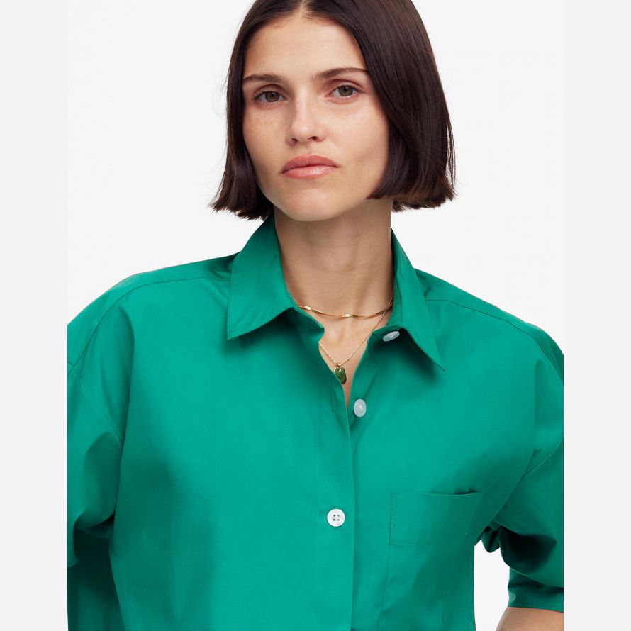womens madewell straight-hem shirts green