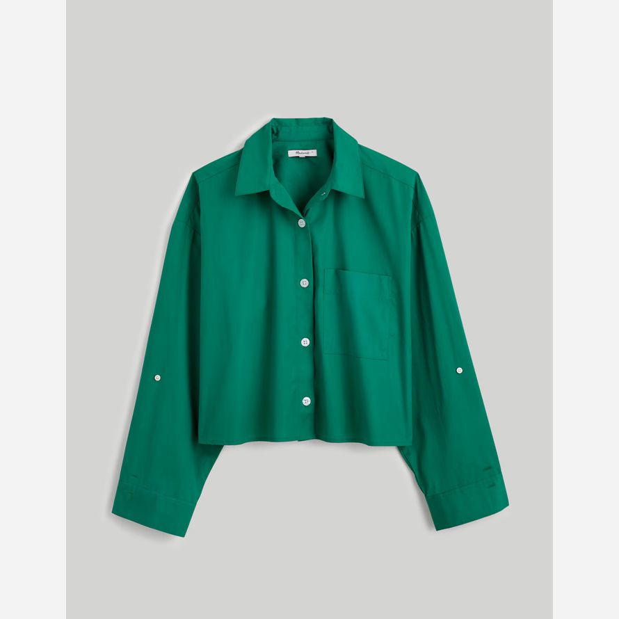 womens madewell straight-hem shirts green