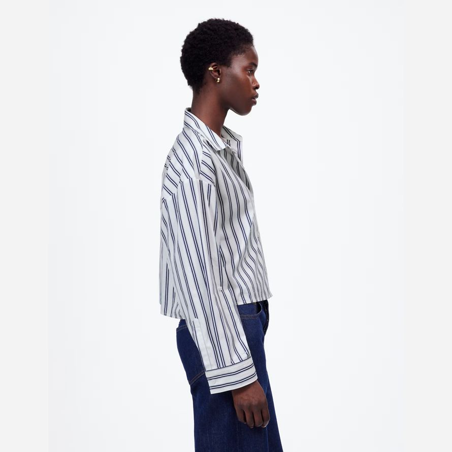madewell straight-hem womens shirts white blue