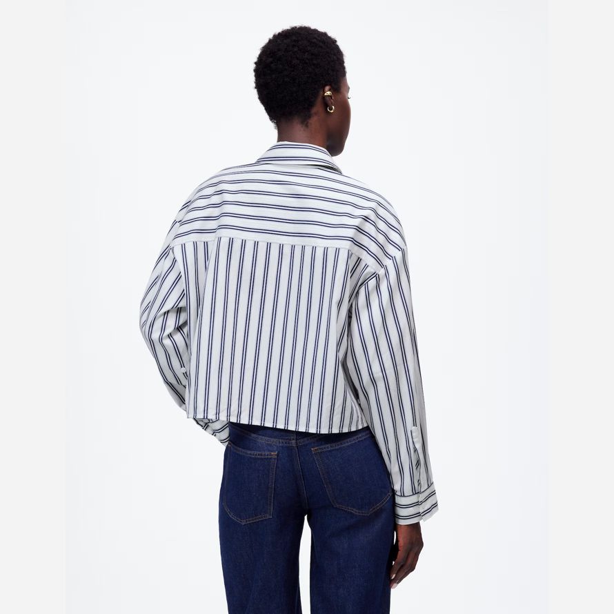 madewell straight-hem womens shirts white blue