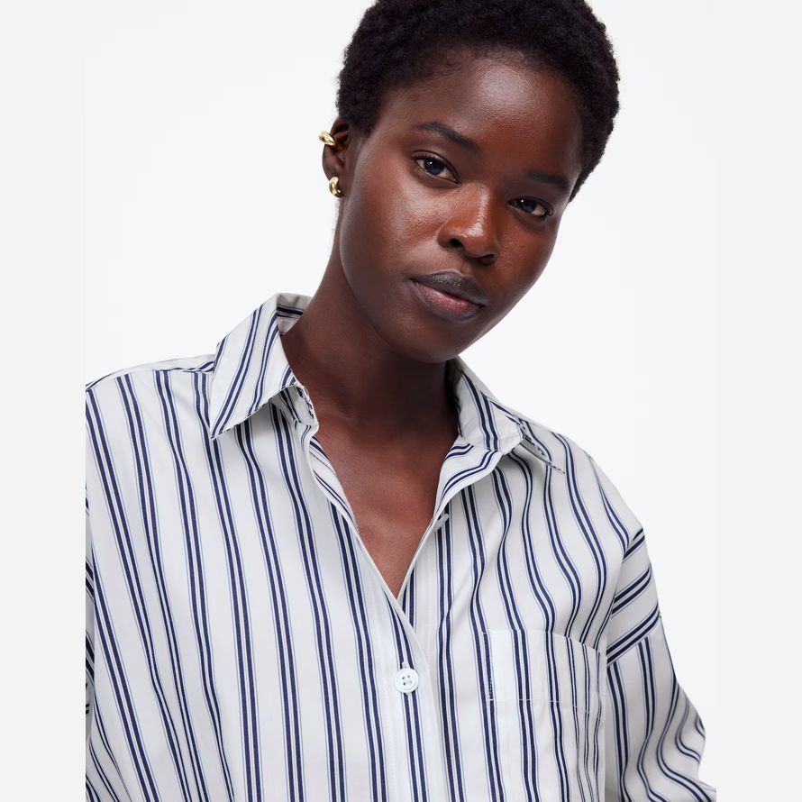 madewell straight-hem womens shirts white blue