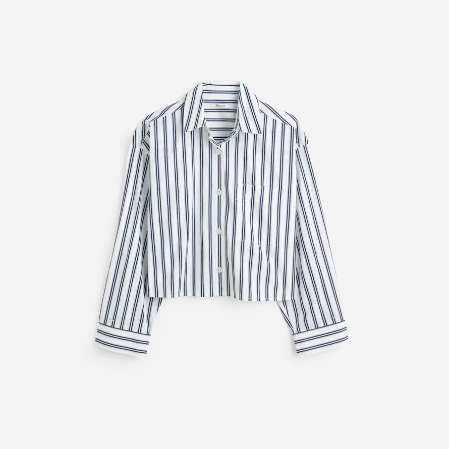 madewell straight-hem womens shirts white blue