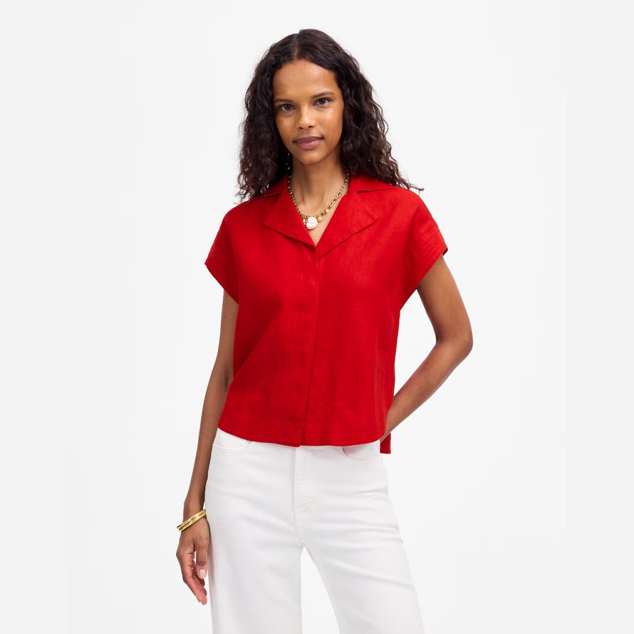 madewell resort-collar womens shirts red