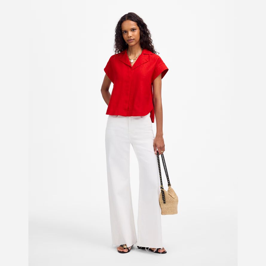 madewell resort-collar womens shirts red