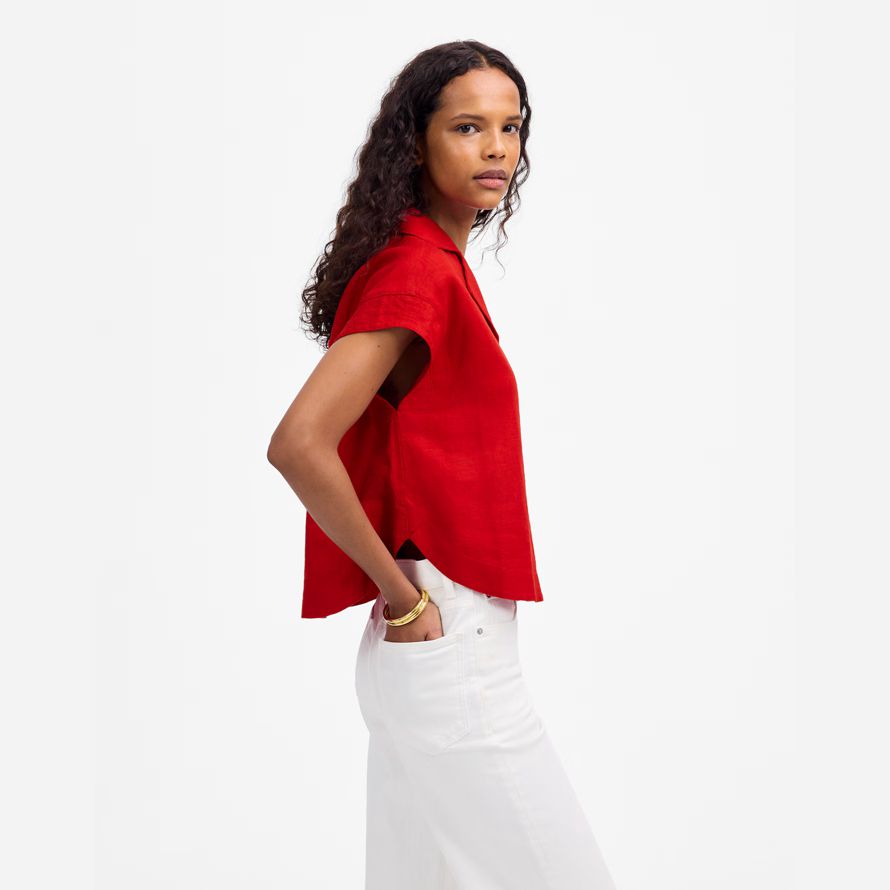 madewell resort-collar womens shirts red