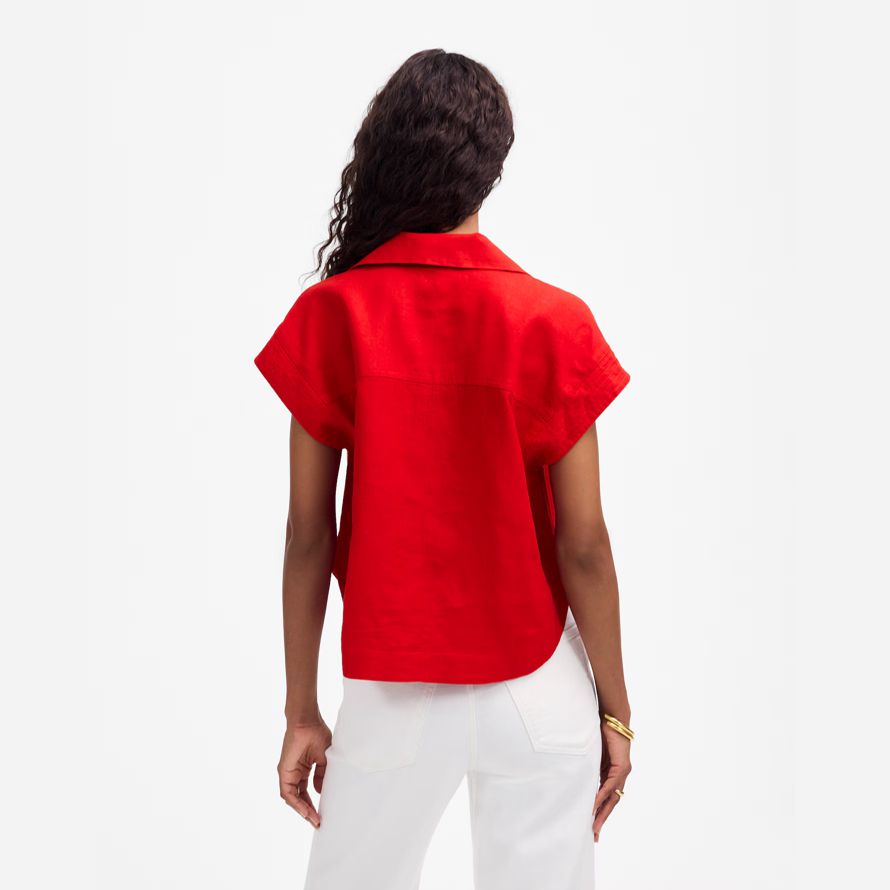 madewell resort-collar womens shirts red