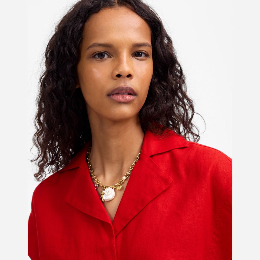 madewell resort-collar womens shirts red