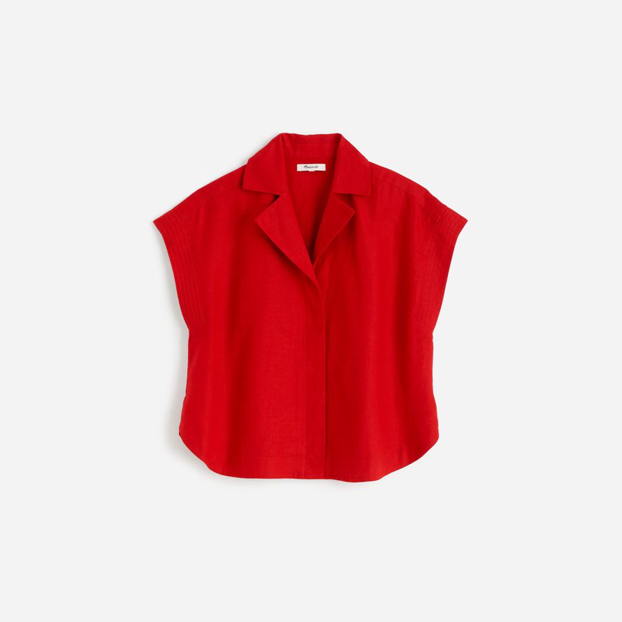 madewell resort-collar womens shirts red