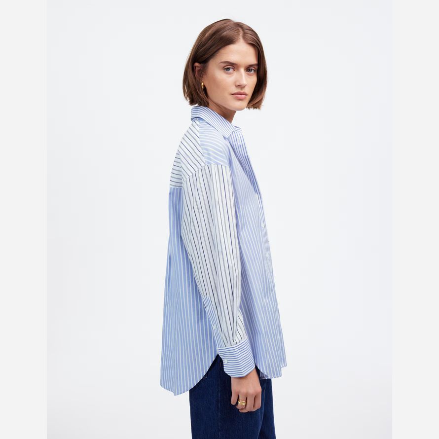 blue white madewell oversized button-up womens shirts