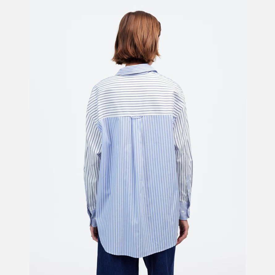 blue white madewell oversized button-up womens shirts
