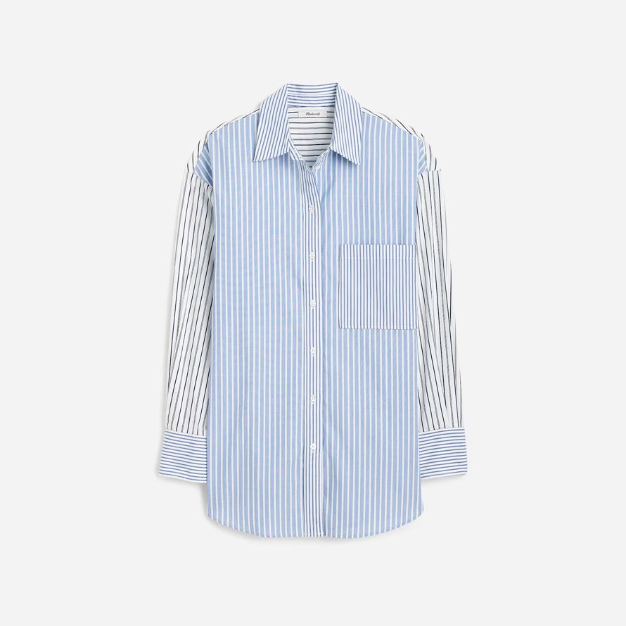 blue white madewell oversized button-up womens shirts