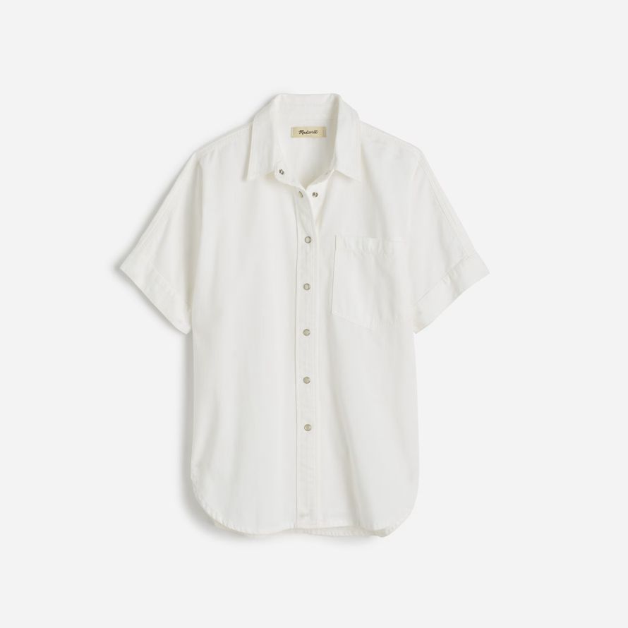womens madewell denim short-sleeve shirts white