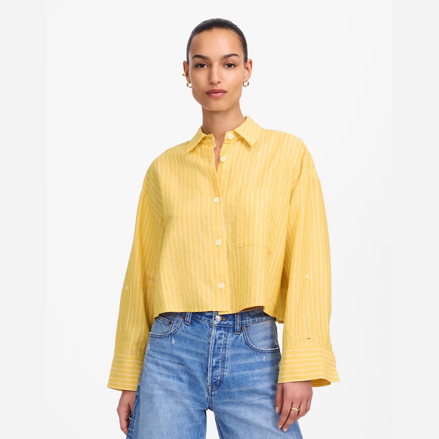 madewell straight-hem womens shirts yellow