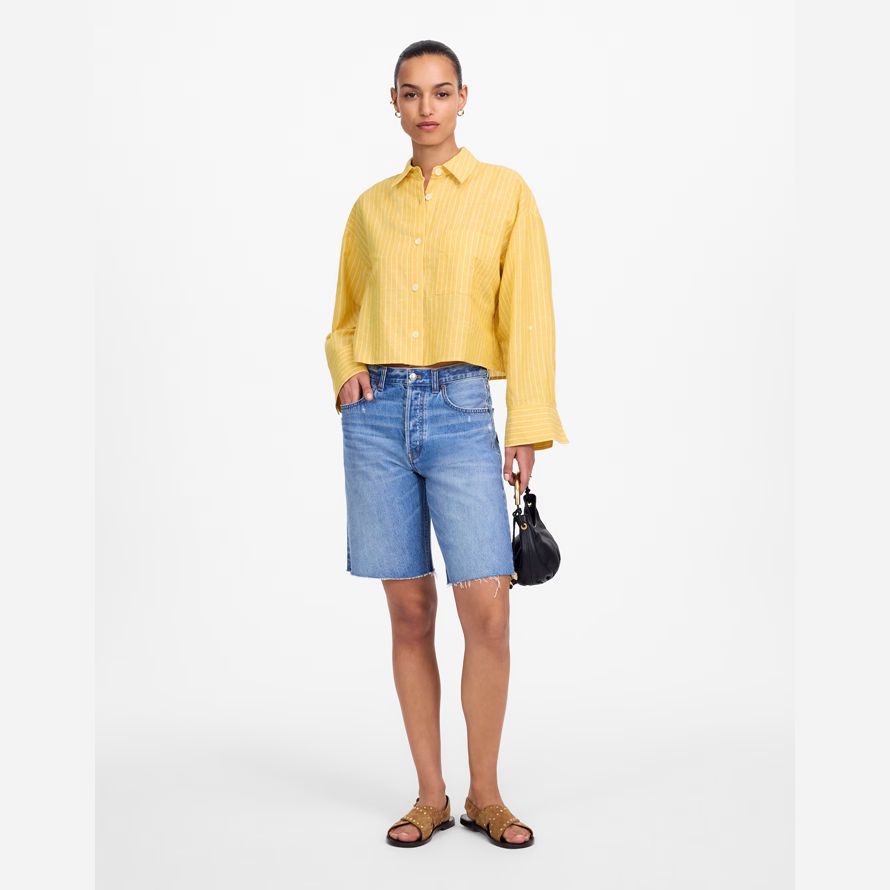 madewell straight-hem womens shirts yellow