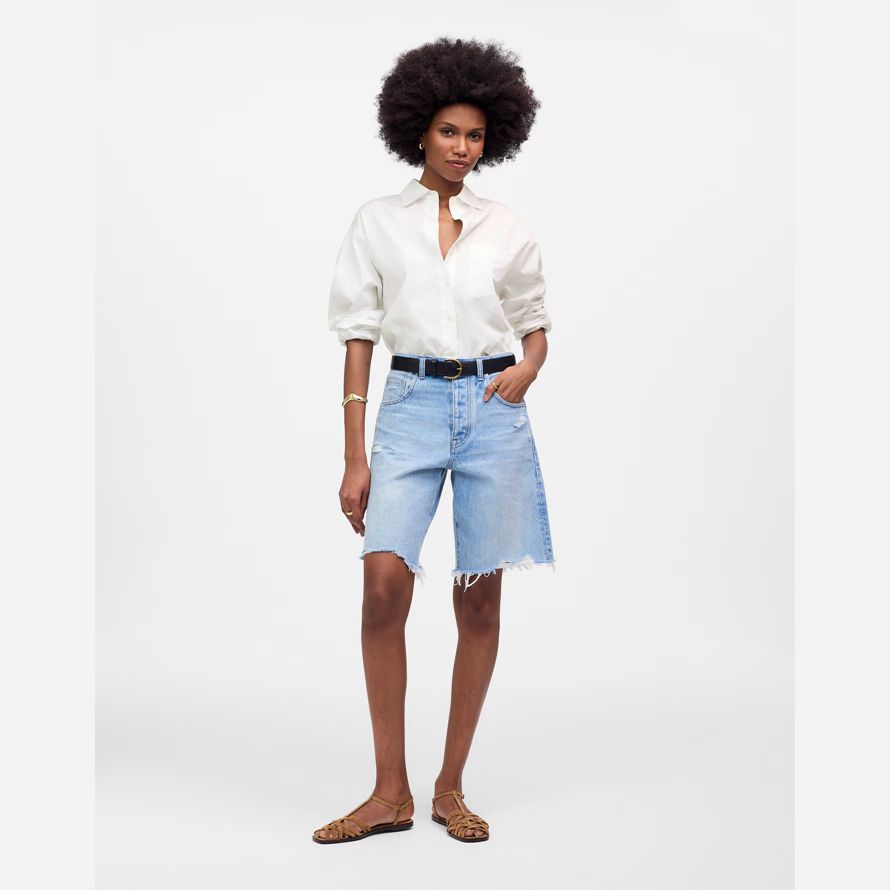 white womens madewell oversized button-up shirts