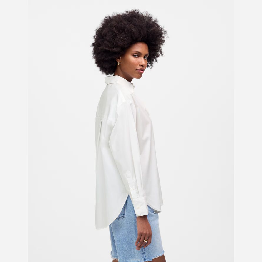 white womens madewell oversized button-up shirts
