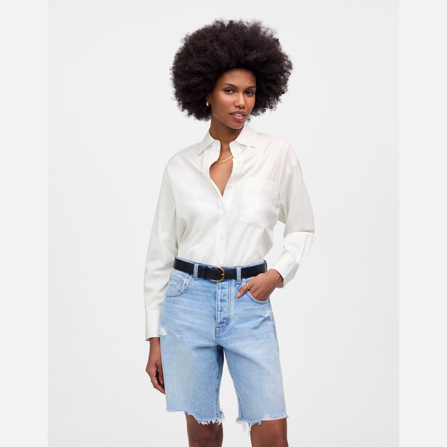 white womens madewell oversized button-up shirts