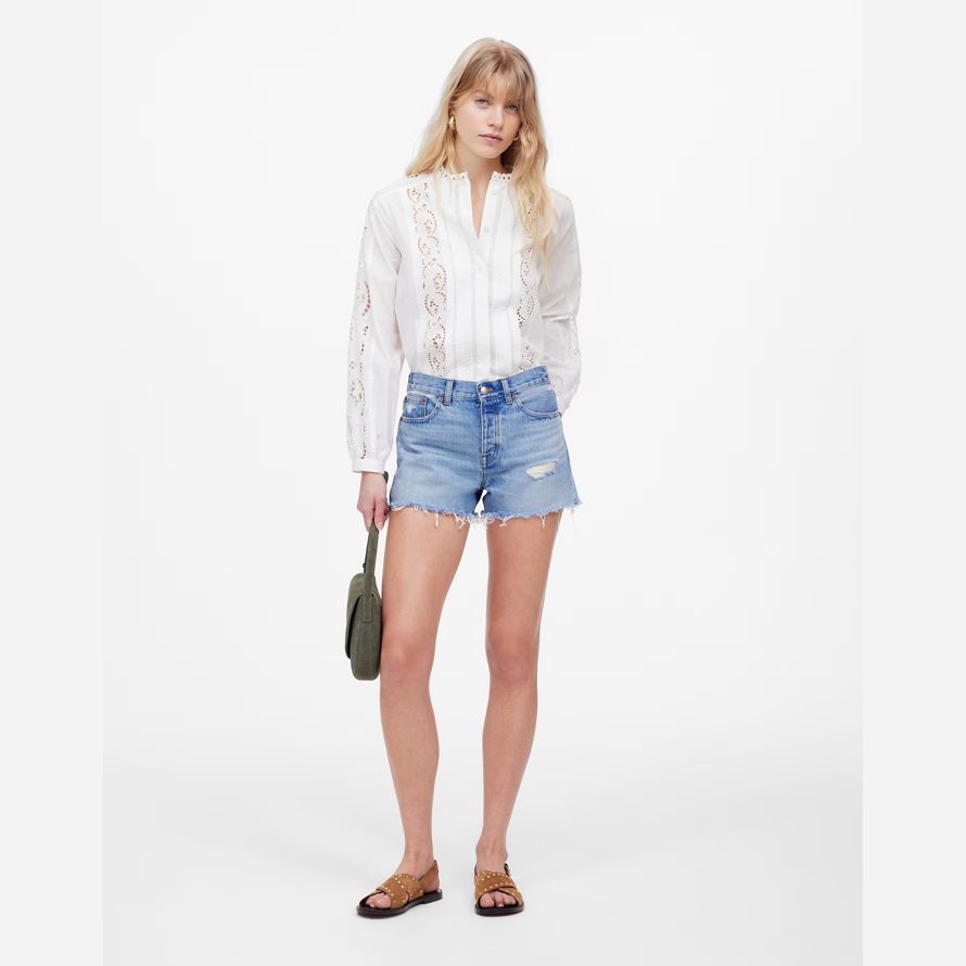 madewell the brynn womens shorts light blue