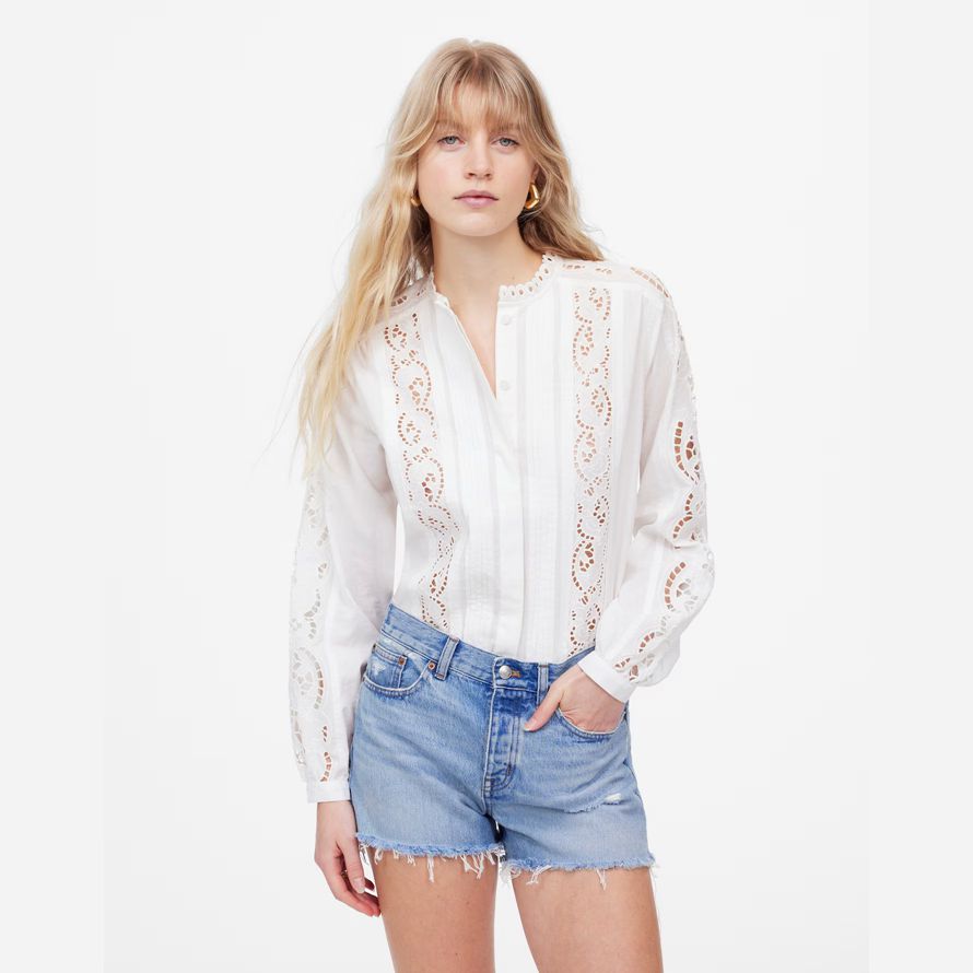 madewell the brynn womens shorts light blue