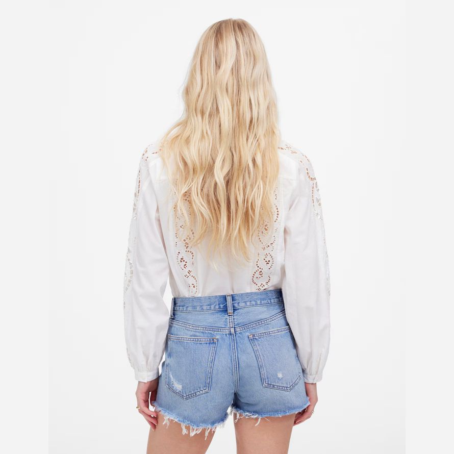 madewell the brynn womens shorts light blue