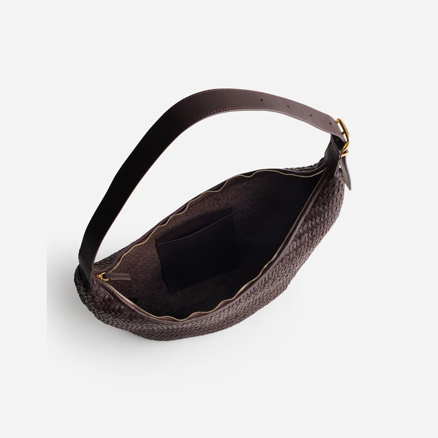 chocolate madewell the essential curve womens shoulder bag