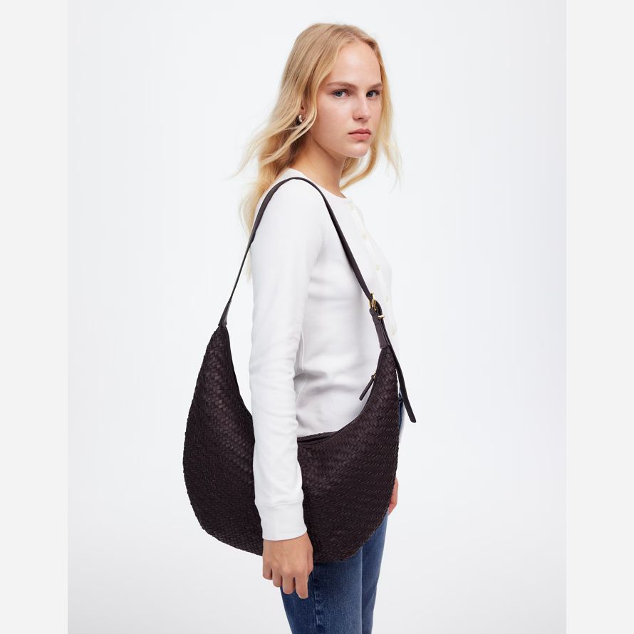 chocolate madewell the essential curve womens shoulder bag