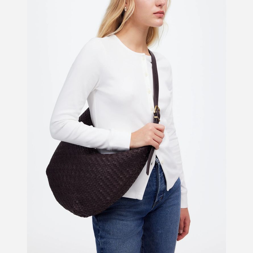 chocolate madewell the essential curve womens shoulder bag
