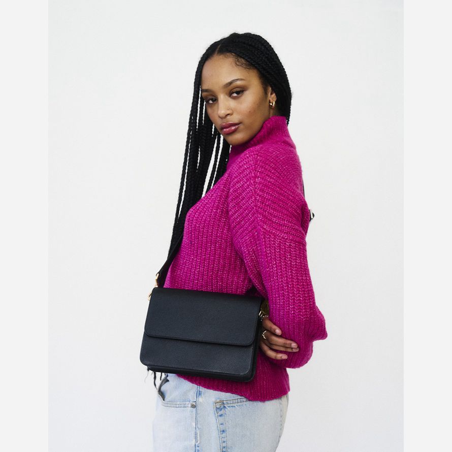 womens madewell hyer goods luxe cube shoulder bag black