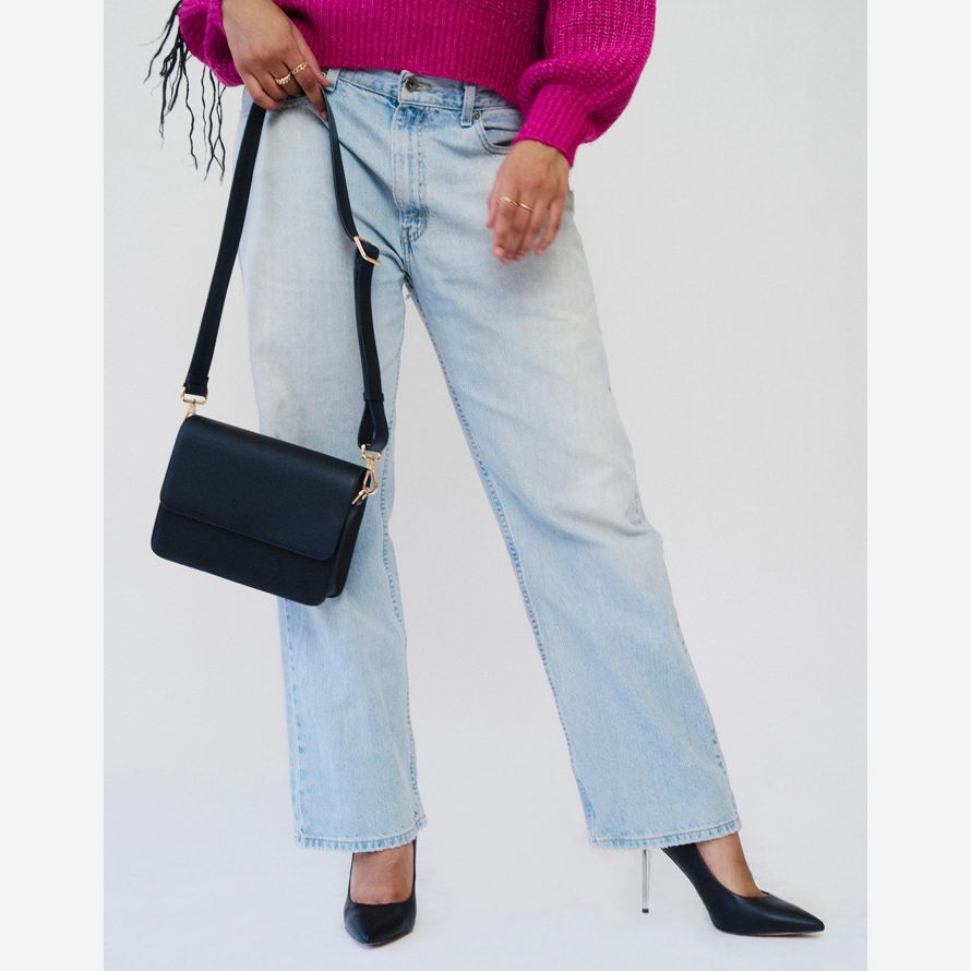 womens madewell hyer goods luxe cube shoulder bag black