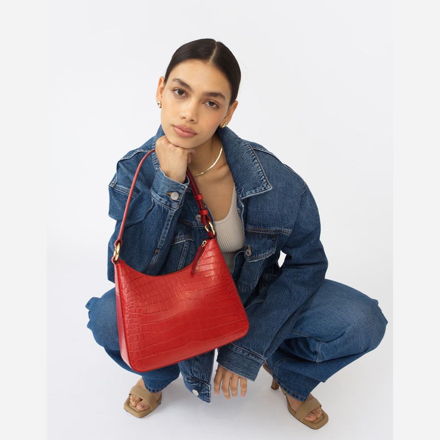 red madewell hyer goods luxe medium womens shoulder bag