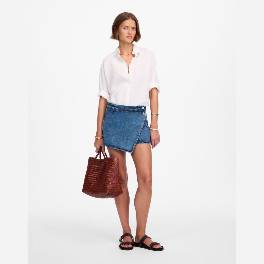 blue womens madewell denim micro mini skirt