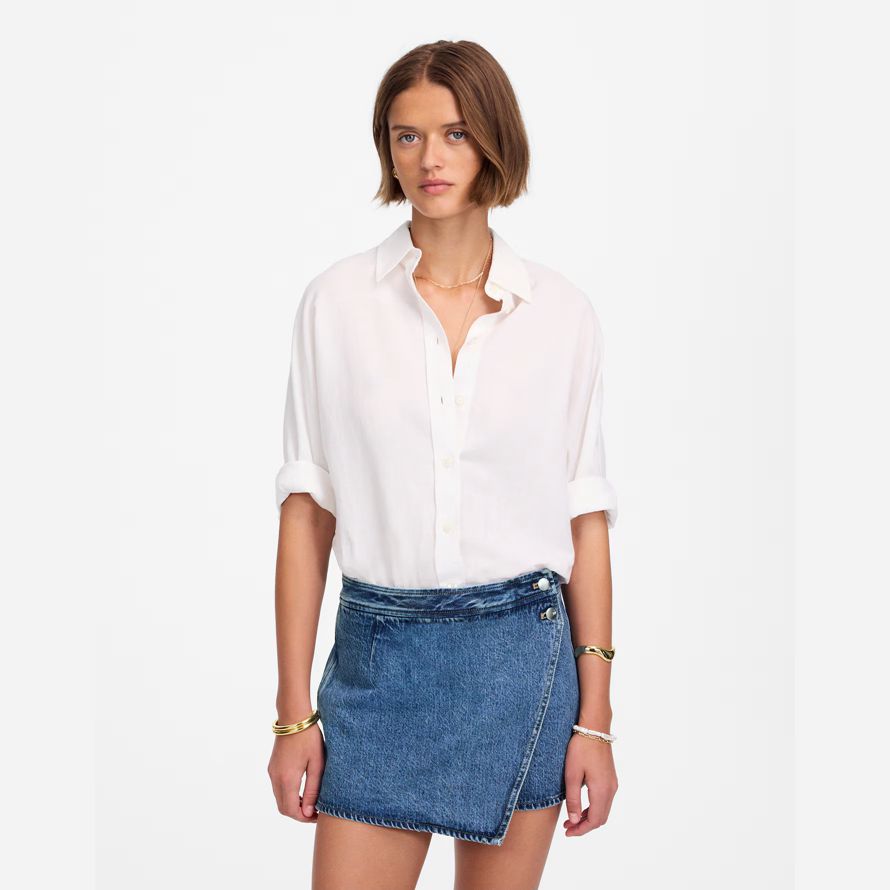 blue womens madewell denim micro mini skirt