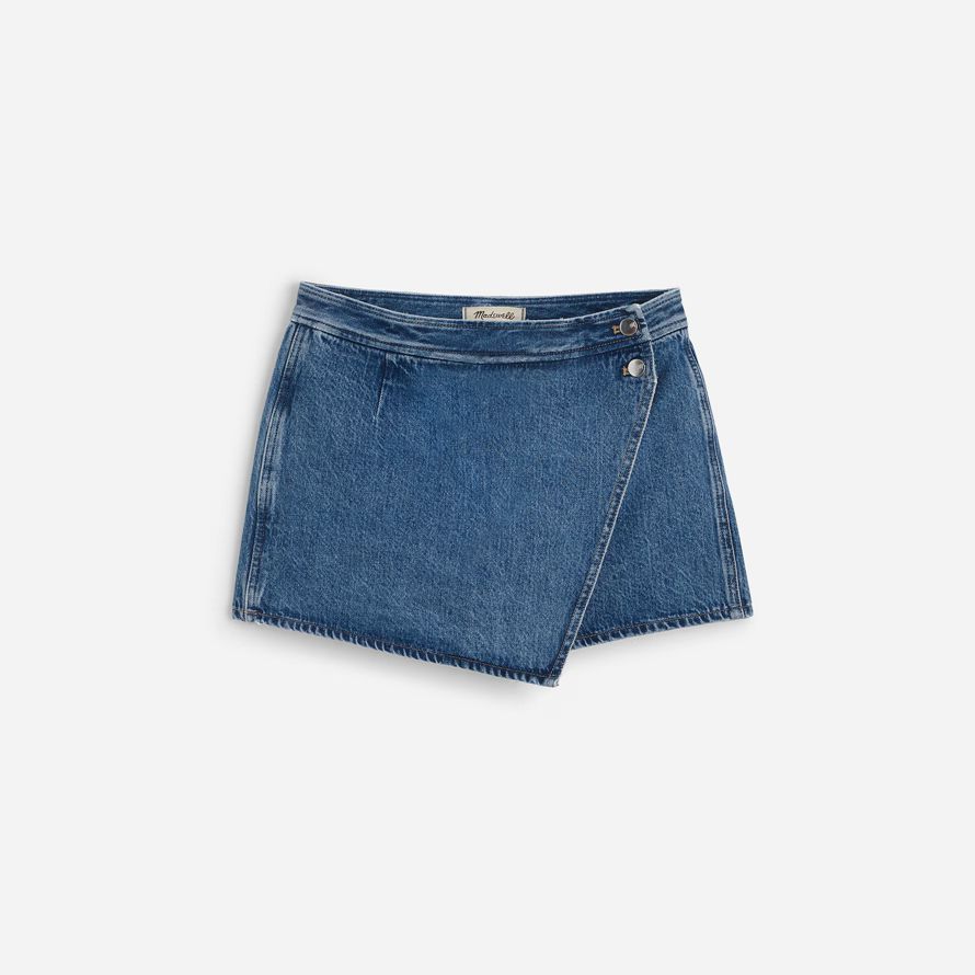 blue womens madewell denim micro mini skirt