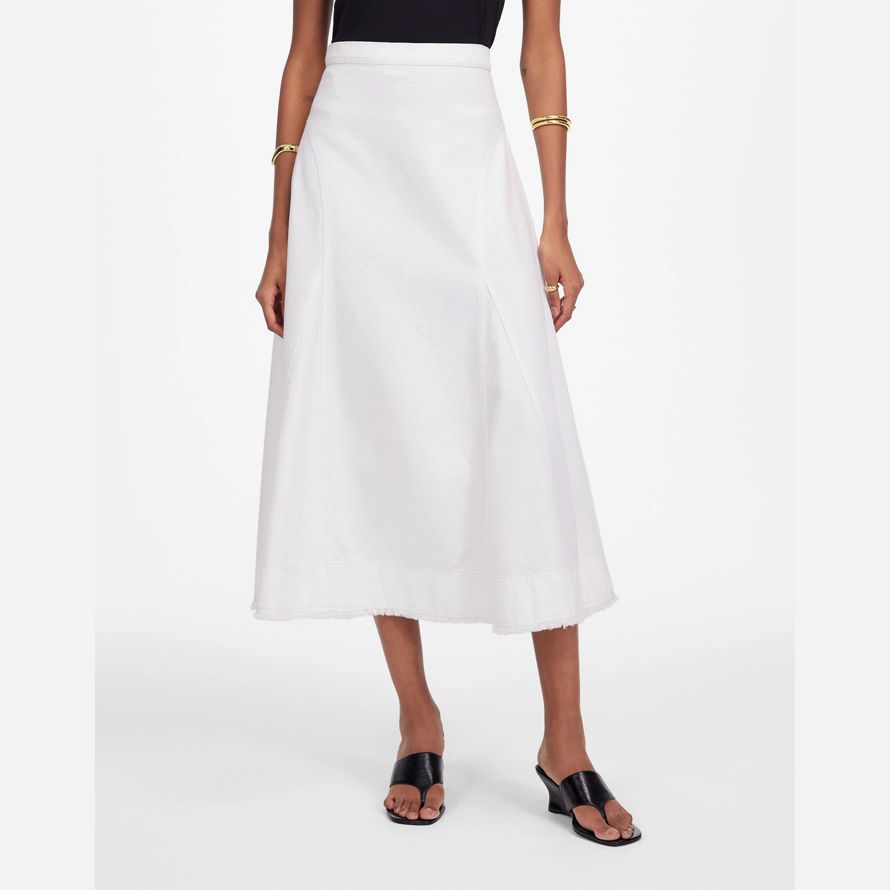 white madewell fluted midi womens skirt