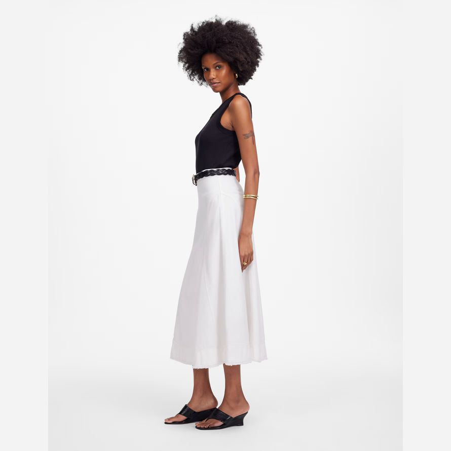 white madewell fluted midi womens skirt