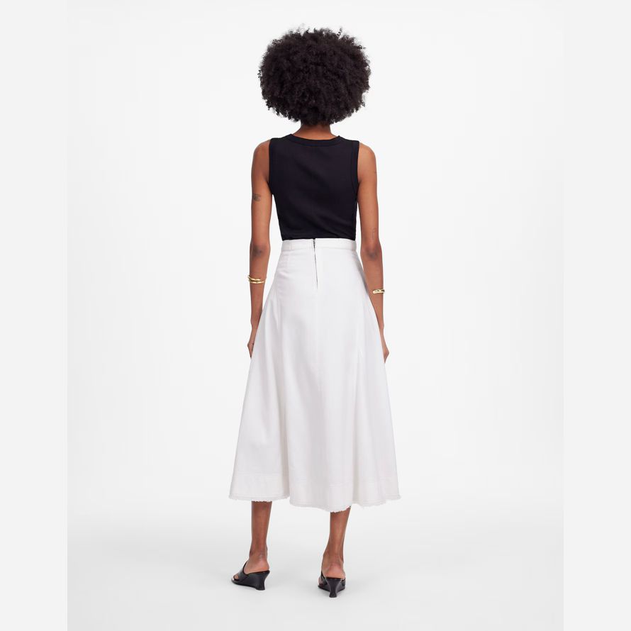 white madewell fluted midi womens skirt
