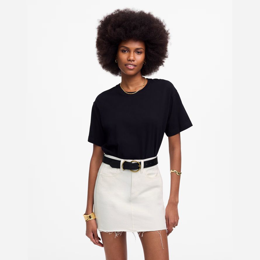 madewell raw-hem mini womens skirt white