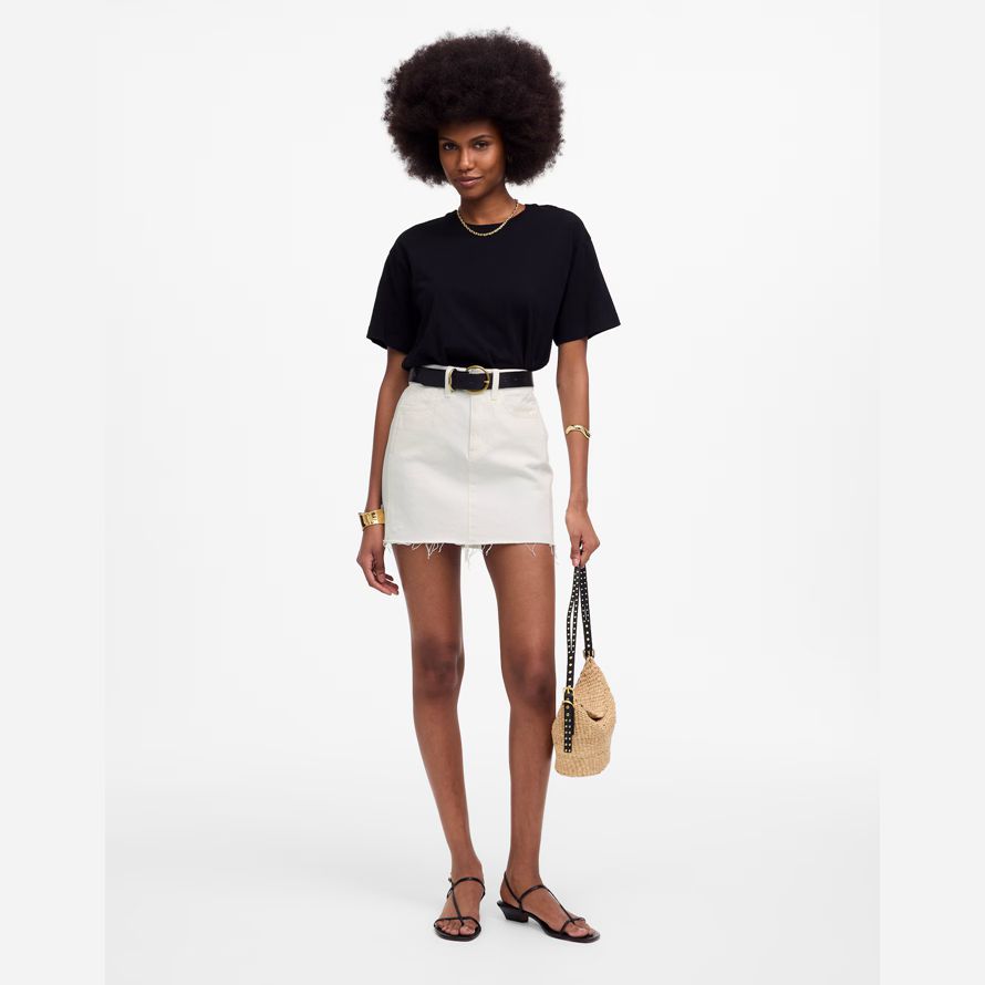 madewell raw-hem mini womens skirt white