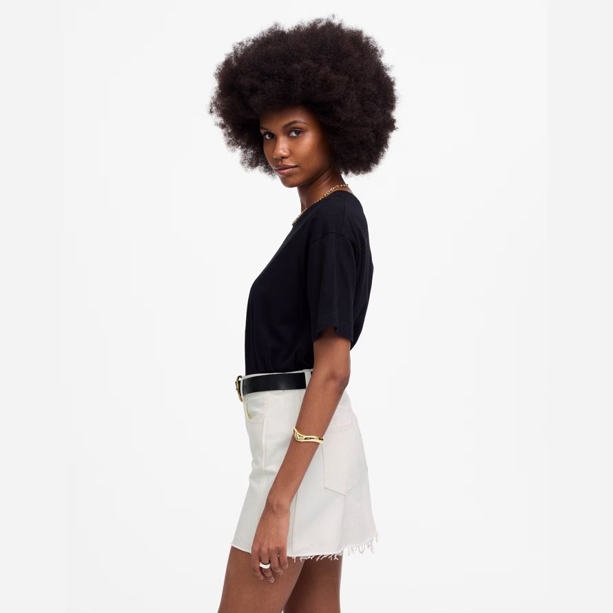 madewell raw-hem mini womens skirt white