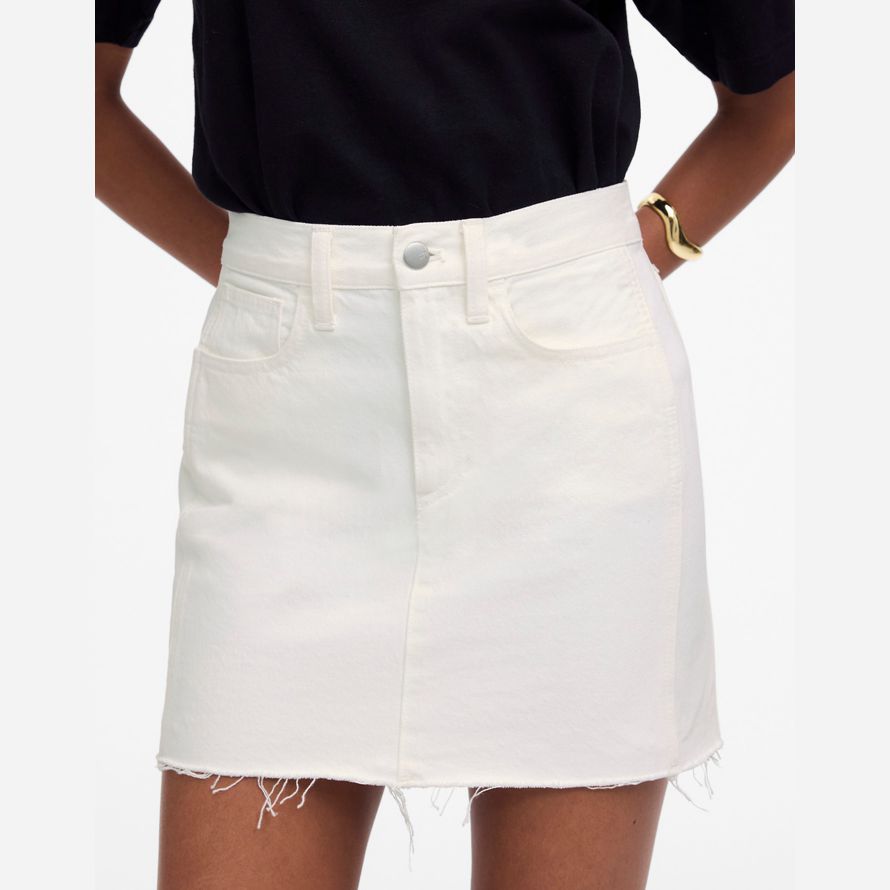 madewell raw-hem mini womens skirt white
