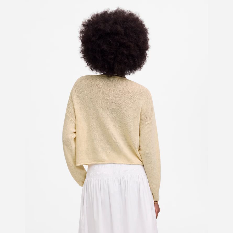 cream womens madewell linen v-neck sweater